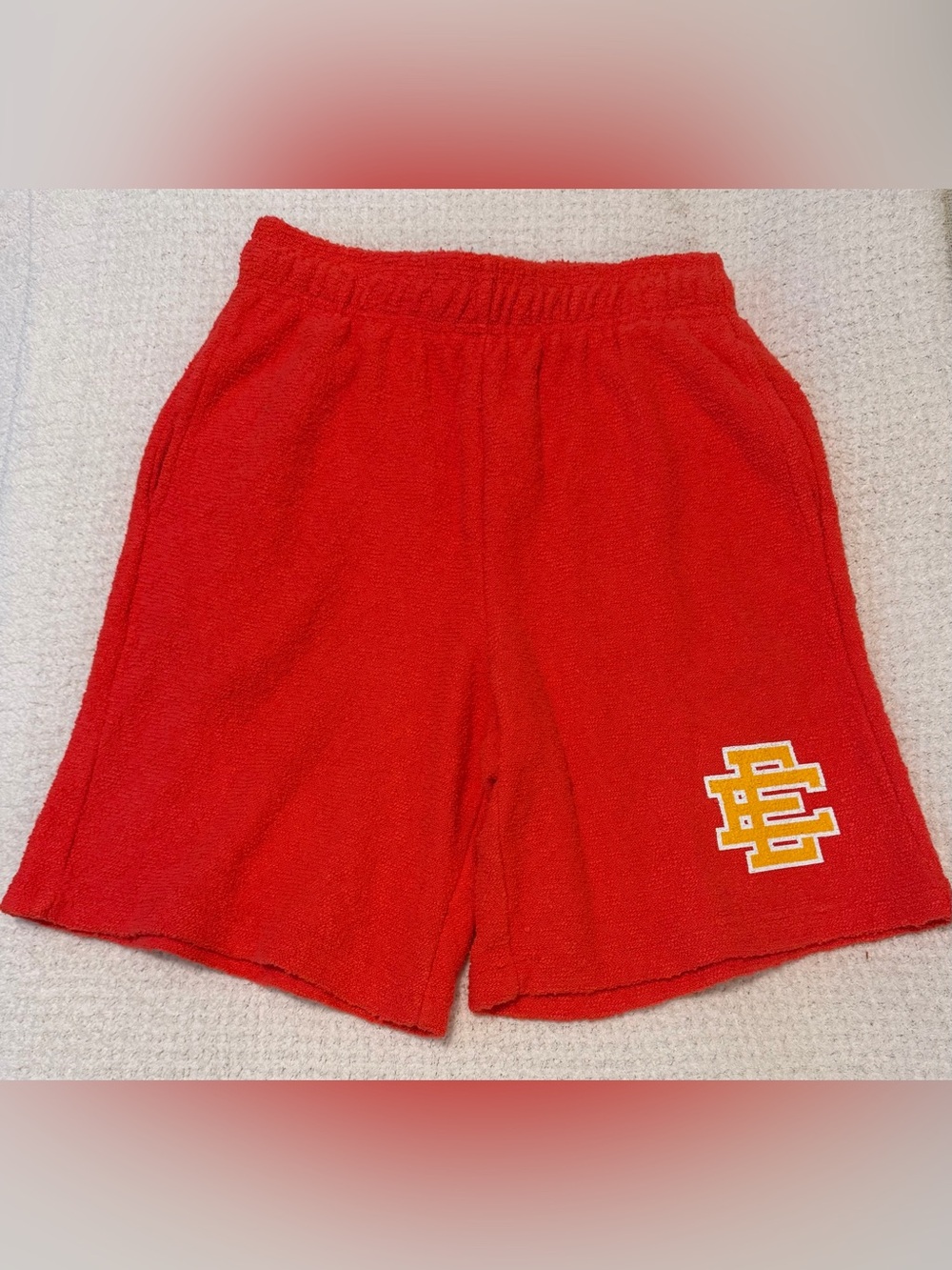 Eric Emanuel EE Boucle Terry Shorts - Red / Yellow (Size Small) SS24